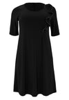 Dress A-line zipflower DOLCE - black