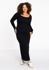 Dress long sleeves rib LOUNGE - black 