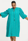 Dress long sleeves COTTON - turquoise