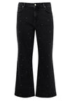Wide leg jeans with pearls - black - #3