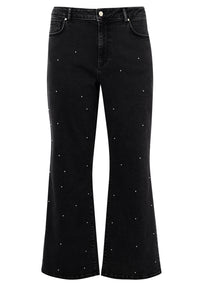 Wide leg jeans with pearls - black - #3