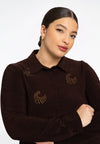 Blouse flare with strass DOLCE - brown