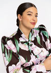 Satin blouse FIORITO - brown - #5