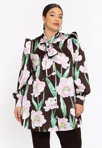 Satin blouse FIORITO - brown - #1