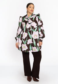 Satin blouse FIORITO - brown - #2