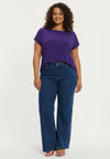 Jeans wide leg 5-pocket with strass - Indigo