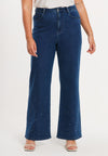Jeans wide leg 5-pocket with strass - indigo - #4