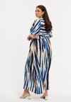 Maxi dress flare sleeve RIPPLES - blue