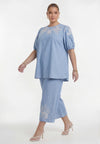 Trousers loose 7/8 sweet flora - light blue