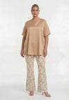Tunic v-neck SATIN SAND - light brown