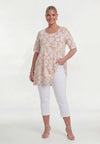 Tunic wide bottom FLOWER STAMP - light brown - #2