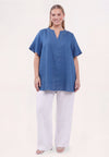 Tunic short sleeve LINEN - indigo - #3