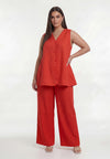Trousers loose LINEN - light red