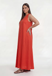Dress swing LINEN - light red - #4