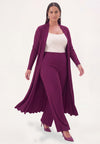 Cardigan extra long uni dolce plissé - purple