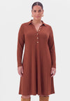 Dress midi buttons UNI R-DOLCE - mid brown
