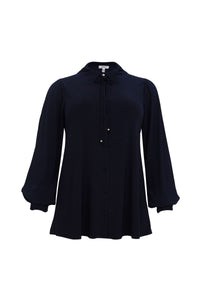 Blouse flare UNI DOLCE PLISSÉ - blue - #4
