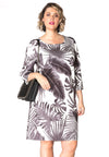 Dress palm leaves SCUBA - grey 