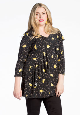 Shirt flare frill LEMON - black  - #1