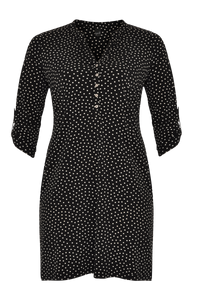 Shirt grandad collar DOTS - black - #4