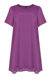 Dress A-line Voile - purple - #3