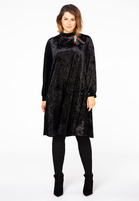 Dress puff sleeves VELVET - black  - #2