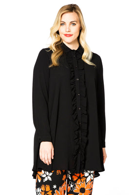 Blouse ruffled bubble - black  - #1