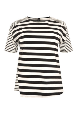 Shirt asymmetric STRIPE MIX - white  - #4