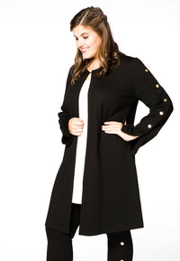 Cardi-jacket button INTERLOCK - black - #1