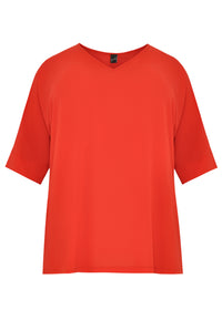 Blouse wide v-neck - red - #5