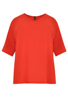 Blouse wide v-neck - red  - #4