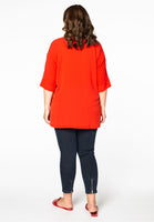 Blouse wide v-neck - red  - #3