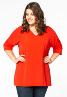 Blouse wide v-neck - red  - #1