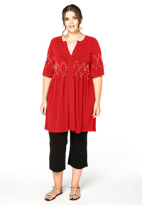 Tunic ruffled pearls DOLCE - red - #2