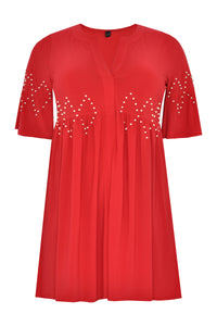 Tunic ruffled pearls DOLCE - red - #4