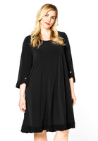 Dress ruffled button sleeve DOLCE - black  - #1