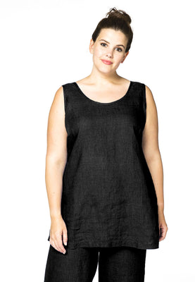 Singlet LINEN - black  - #1