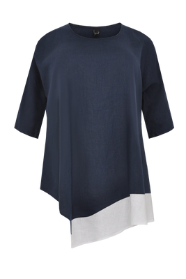 Blouse asym linen - blue - #4