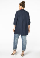 Blouse asymmetric ruffled LINEN - blue - #3