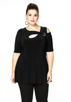 Tunic flare asymmetric DOLCE - black  - #1