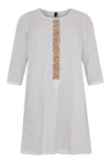 Dress beaded placket LINEN - white - #3