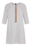 Dress beaded placket LINEN - white  - #3