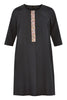 Dress beaded placket LINEN - black  - #4