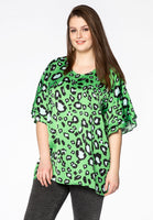 Blouse wide frilled LEOPARD - green  - #1