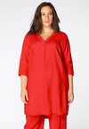 Tunic beaded v-neck LINEN - red 