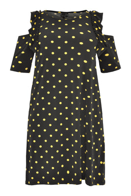 Dress cold shoulder DOTS - black  - #4