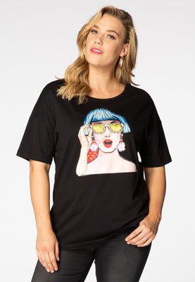 T-Shirt wide POP ART - black  - #1