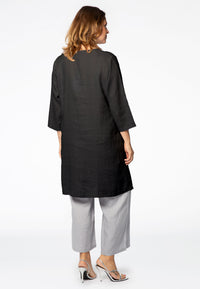 Tunic beaded placket LINEN - black - #3