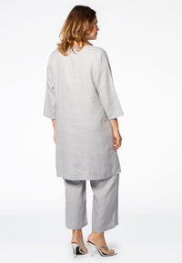 Tunic beaded placket LINEN - grey - #3