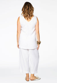 Singlet double v-neck LINEN - white - #3